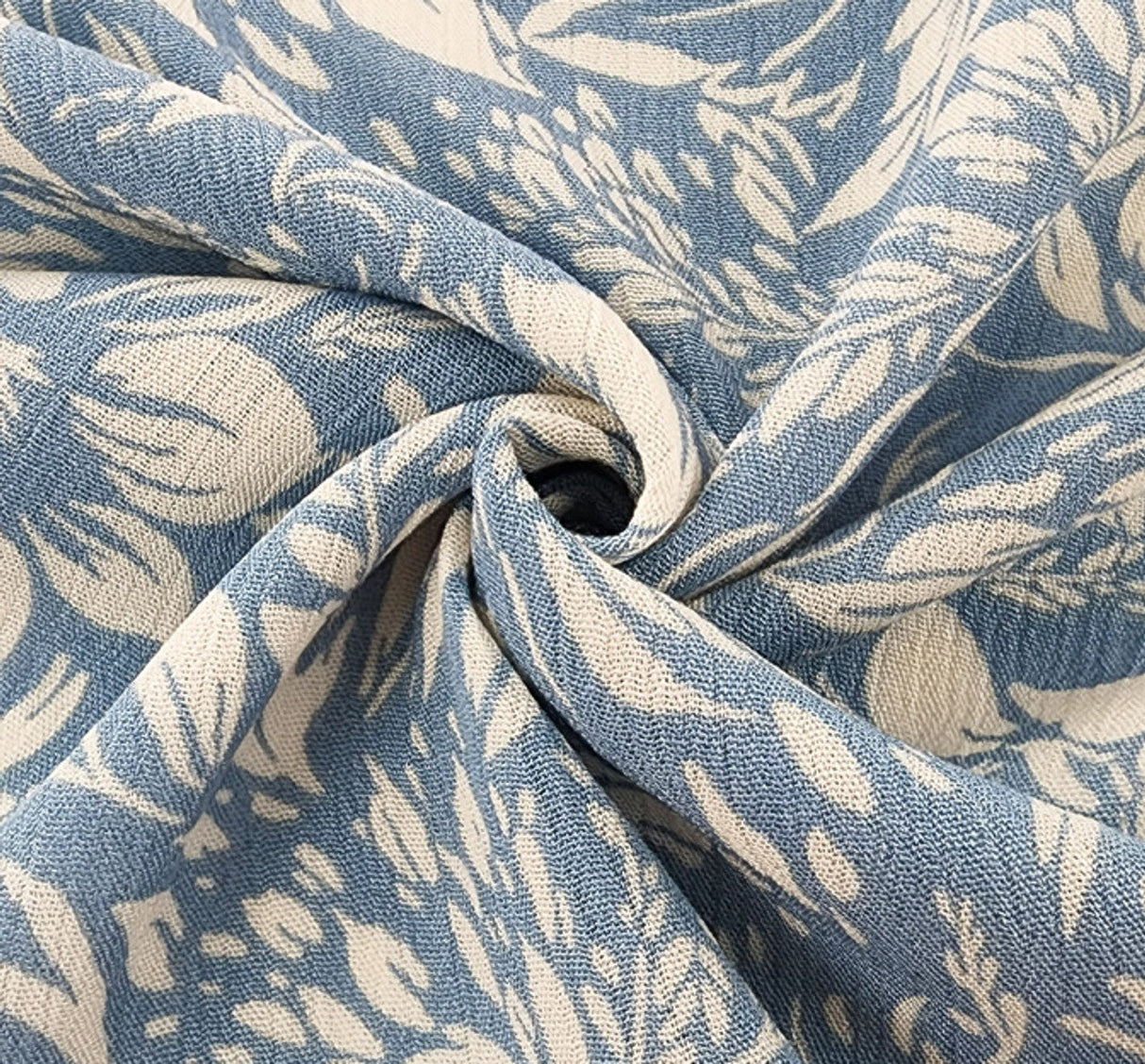 1 Yard Rayon Crinkle Denim Blue Apparel Fabric, 50/52" Wide Lightweight Woven Material