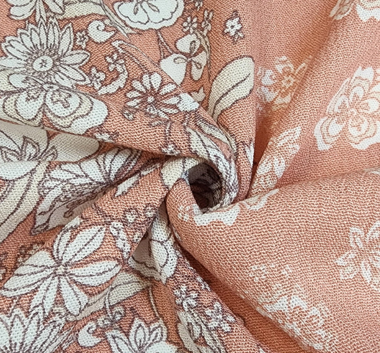 1 Yard Rayon Crinkle Crepon Fabric, Coral Haze, 50/52" Wide Lightweight Apparel Fabric