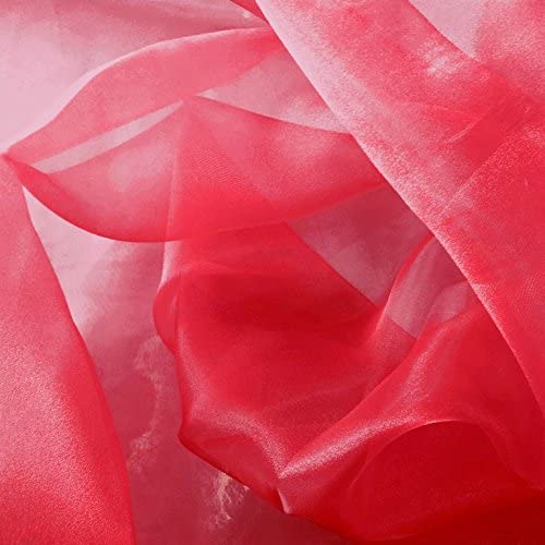 1 Yard Red Sparkle Sheer Organza Fabric 60" Wide