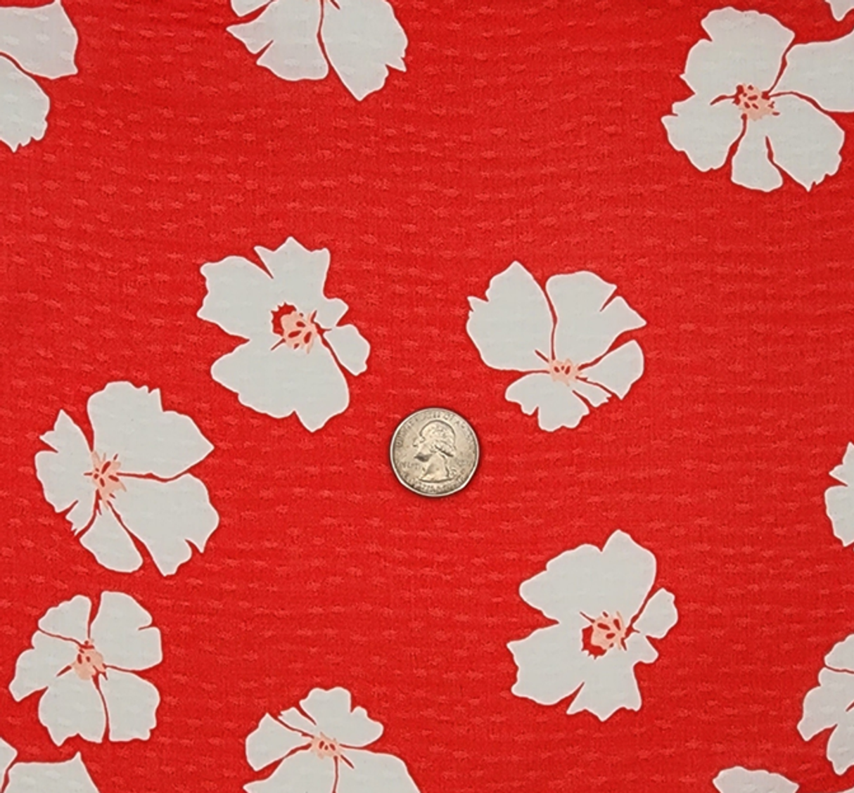 1 Yard Coral Rayon Dobby Dot Fabric – Lightweight Jacquard Material for Blouses and Dresses 54/55"