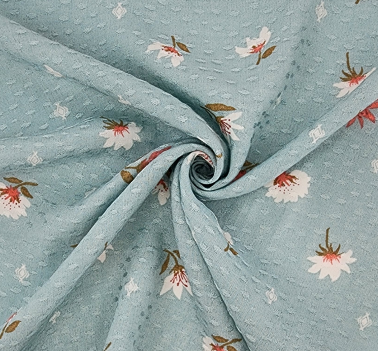 1 Yard Seafoam Rayon Jacquard Dobby Dot Fabric ,Lightweight Elegant Apparel Textile 53/54" Wide
