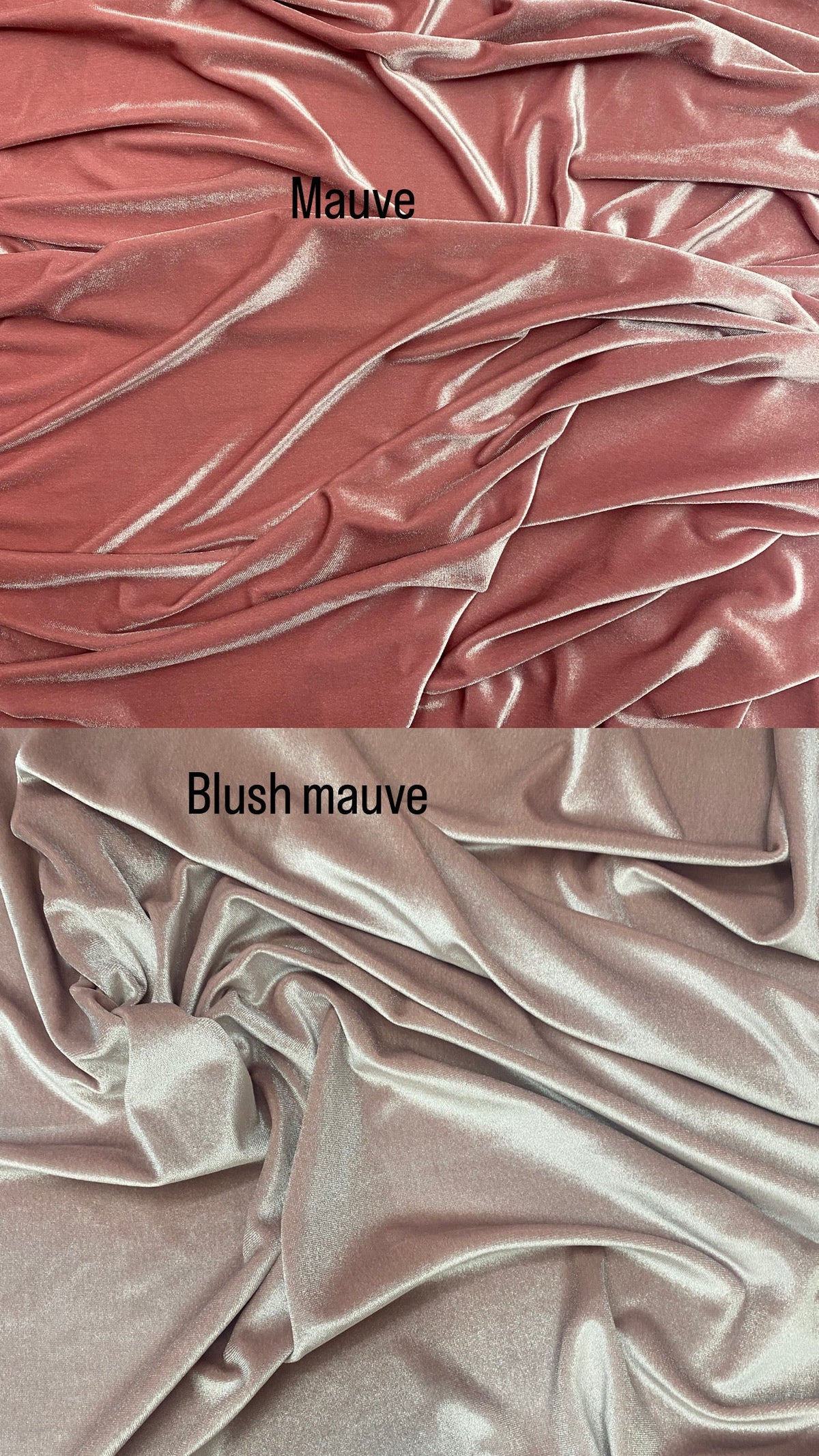 Blush Mauve Polyester Spandex Stretch Velvet Fabric - Soft Draping, Blush Mauve, 58"-60" Width