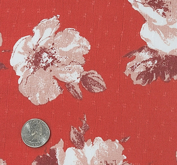 1 Yard Premium Orange Jacquard Rayon Fabric, 57/58” Wide Lightweight Apparel Material