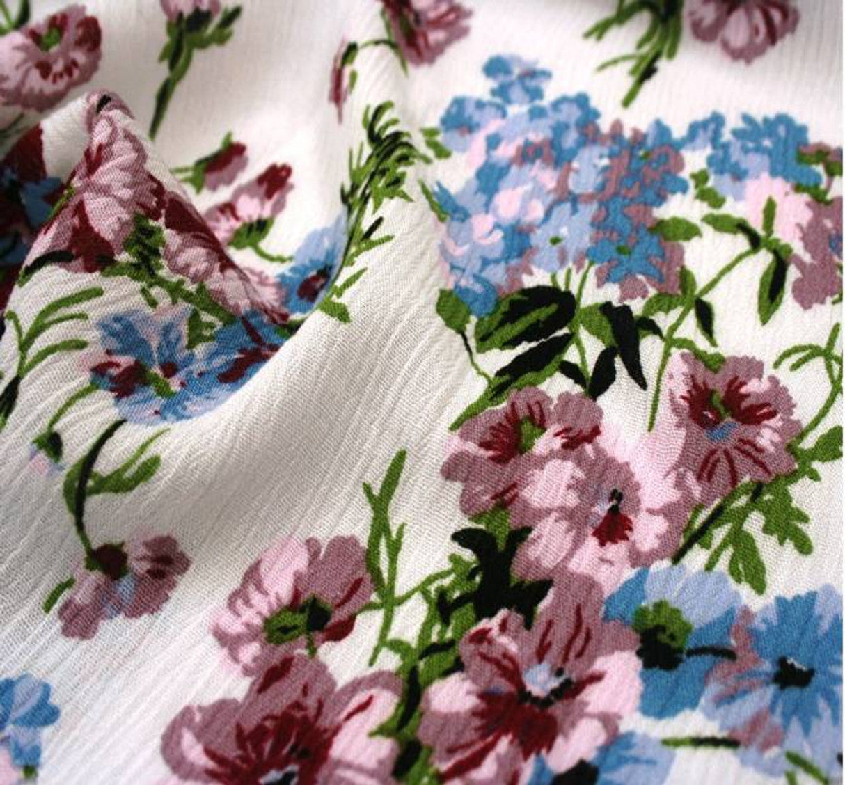 1 Yard Ivory Mauve Rayon Crinkle Fabric For Dresses Blouses Skirts Lightweight Apparel 50/51" Width