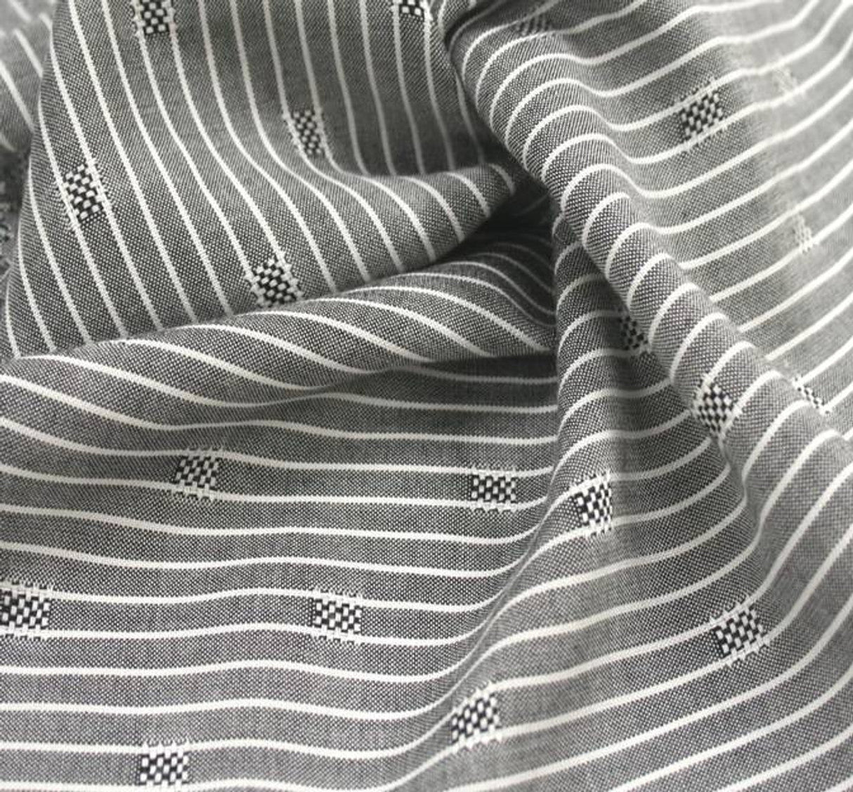 Rayon Dobby Pin Stripe Gray/Ivory 57/58" Apparel Fabric 1 Yard Lightweight, Soft Hand Finish
