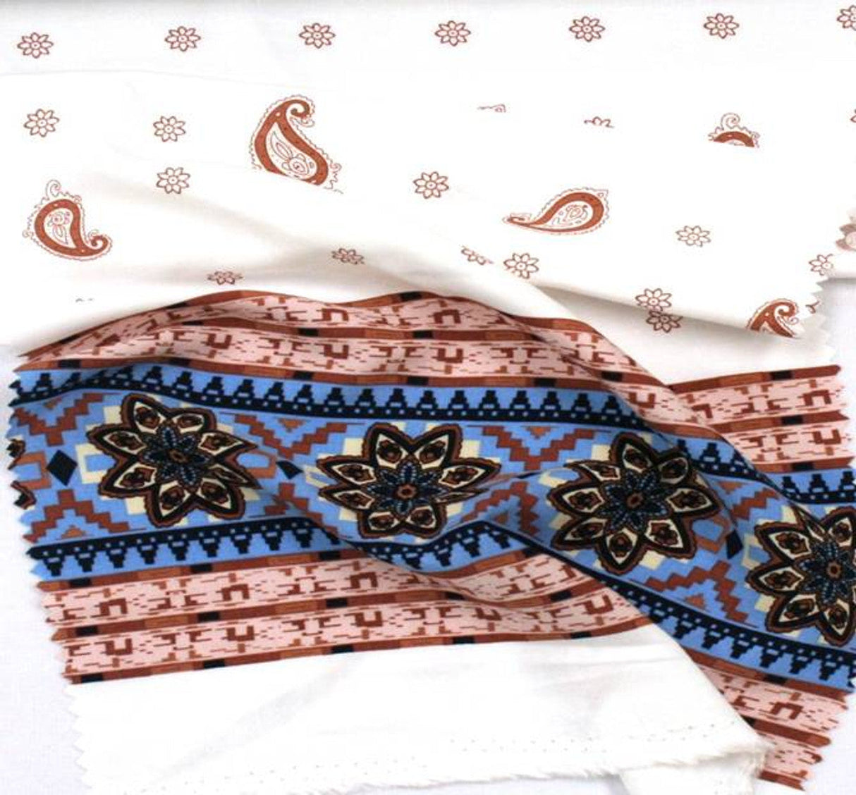 1 Yard Soft Rayon Poplin Print Fabric Off White/Blue For Fashion Projects 54/55 Inches Width