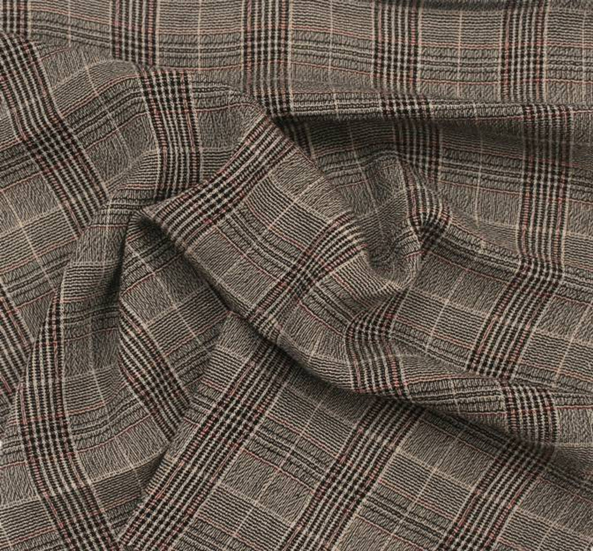 Rayon Yarn Dyed Plaid 1 Yard Fabric Taupe Black 50/51? Wide, Ultra Soft Lightweight