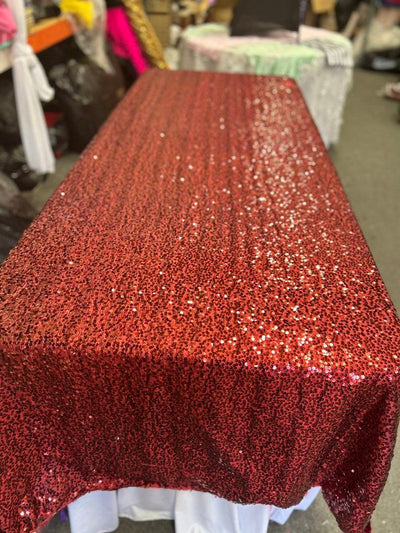 1 Yard Rectangle Sequin Taffeta Tablecloth 55 x 108 Inches Shiny Polyester Linen for Events and Weddings