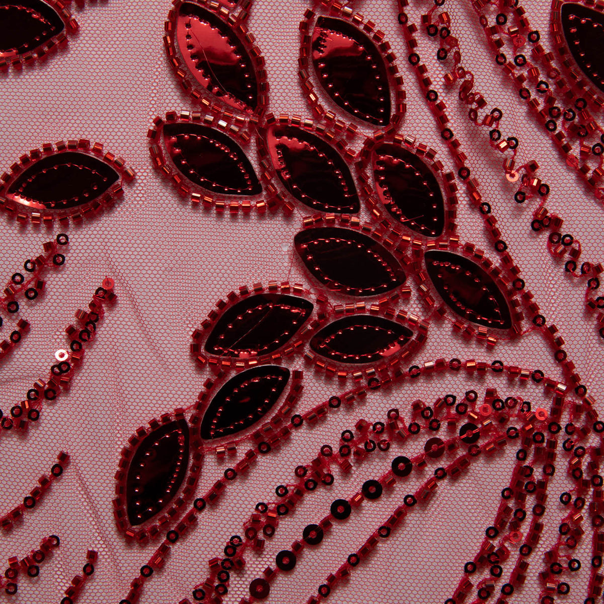 1 Yard Embroidered Tulle Lace Fabric with Sophisticated Pattern, 52" Wide