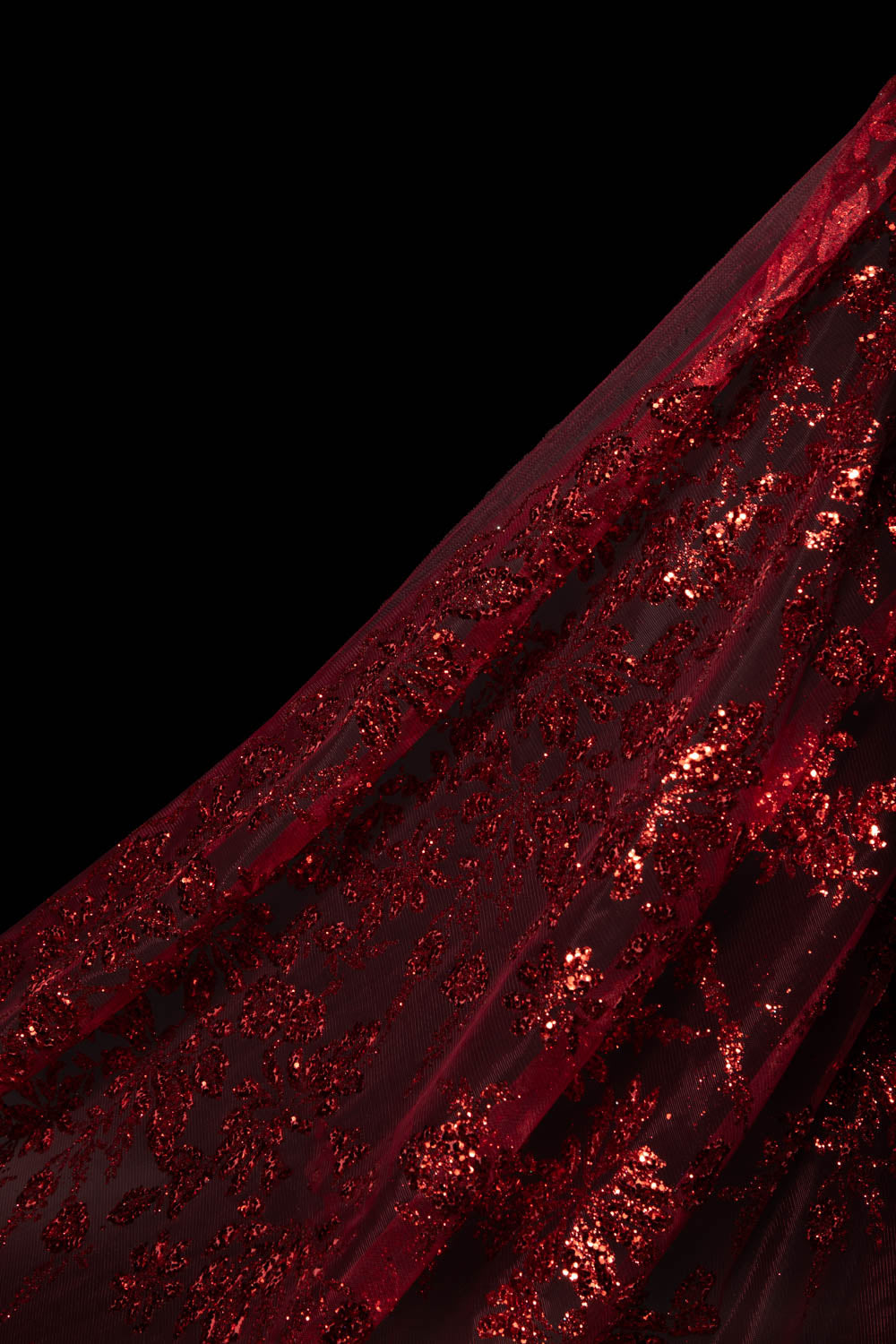 1 Yard 58" Tulle Lace Fabric with Floral Glitter Elegant Mesh Material for Fashion & Crafts