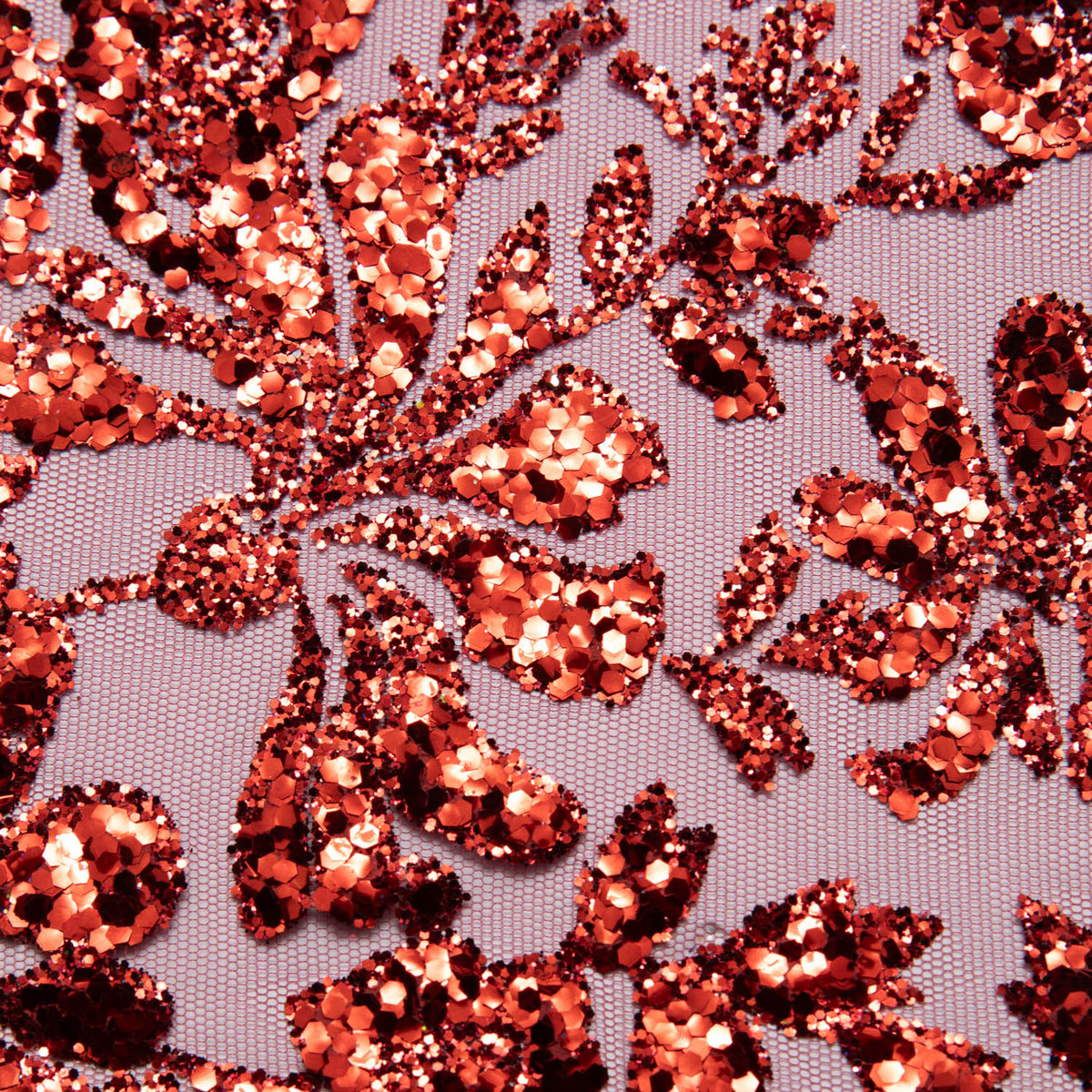 1 Yard Tulle Lace Fabric with Glitter Floral Design, 58" Wide