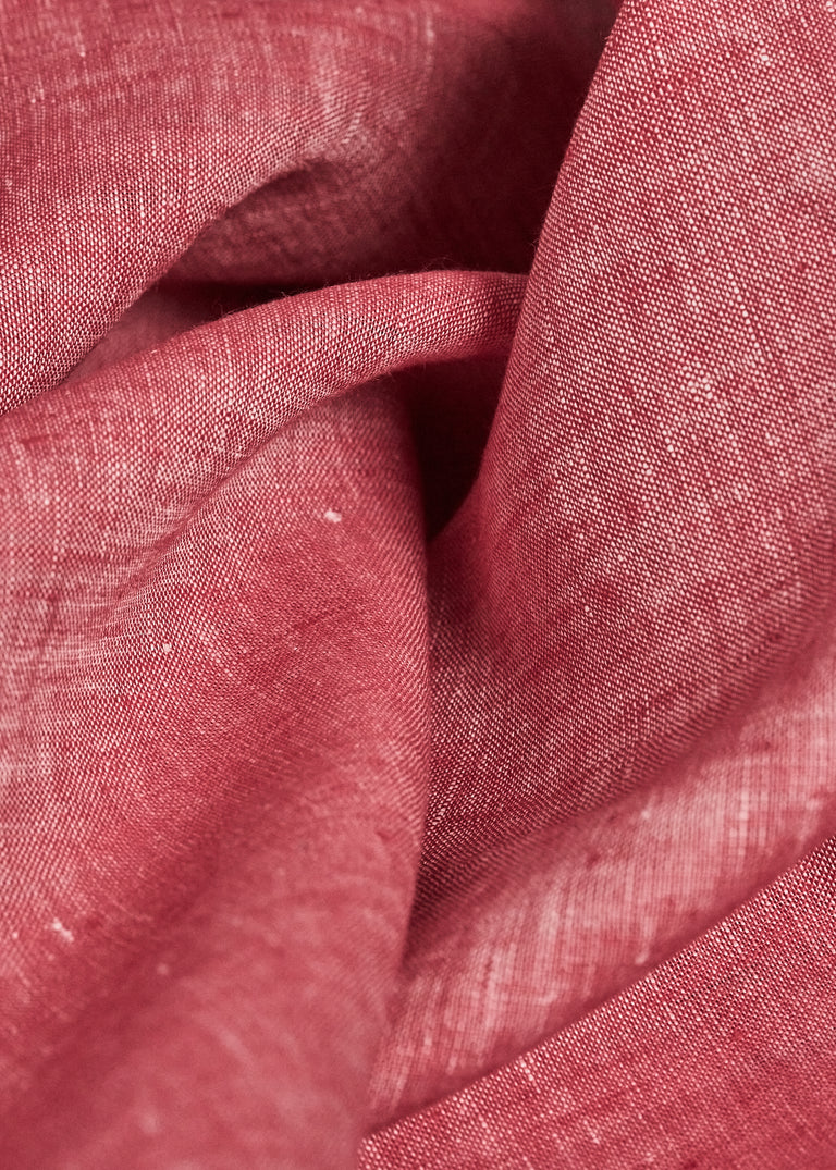 1 Yard Red or Off White 2 Tone Melange Linen Fabric Flat Weave Lightweight 58 Inches Wide