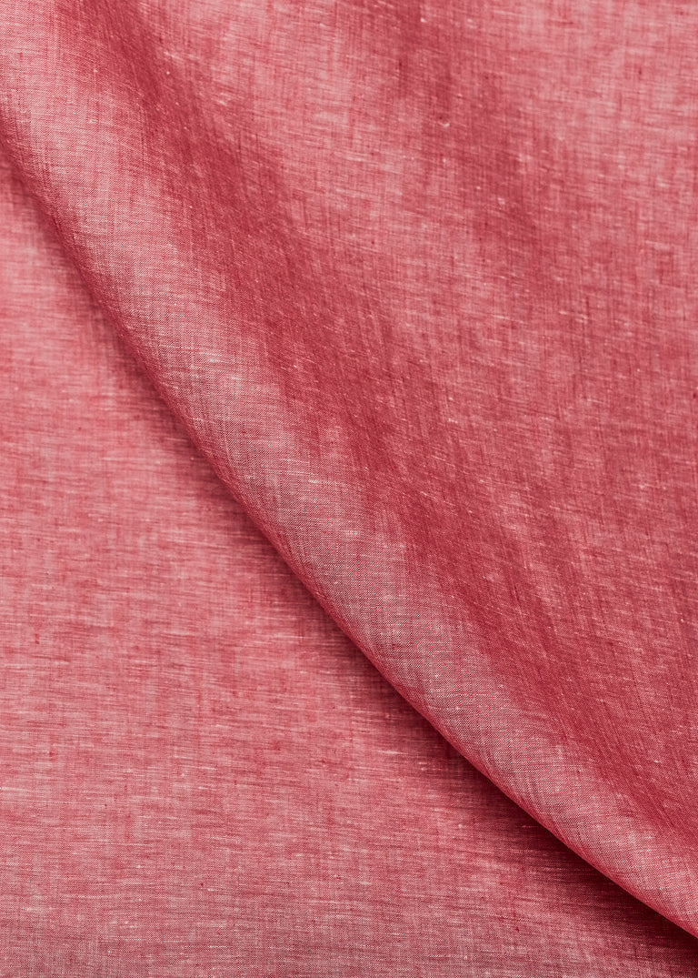 1 Yard Red or Off White 2 Tone Melange Linen Fabric Flat Weave Lightweight 58 Inches Wide