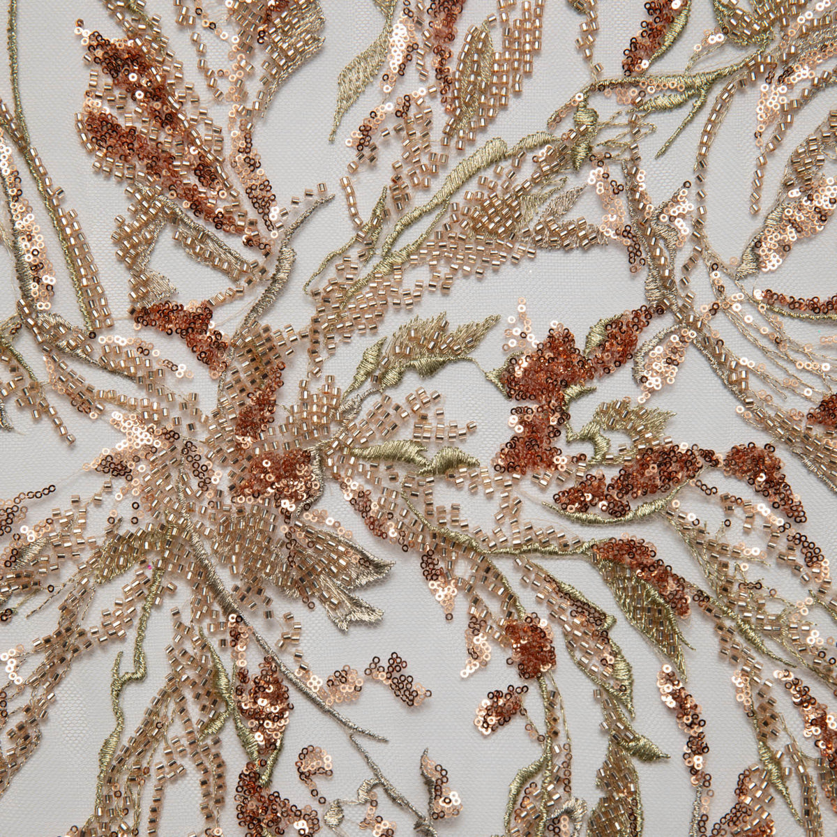 1 Yard Tulle Lace Fabric Embroidered with Sequins and Beautiful Pattern, 52" Wide