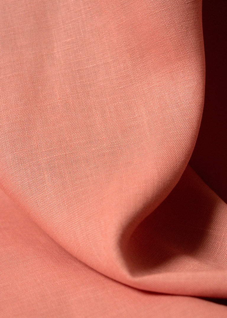 1 Yard Stone Washed Rouge Pure Linen Fabric Midweight 5.5 oz 56 Inch Solid Weave