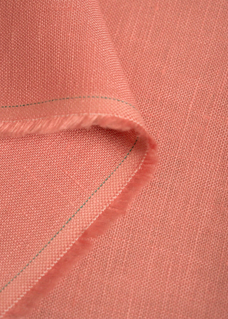 1 Yard Stone Washed Rouge Pure Linen Fabric Midweight 5.5 oz 56 Inch Solid Weave