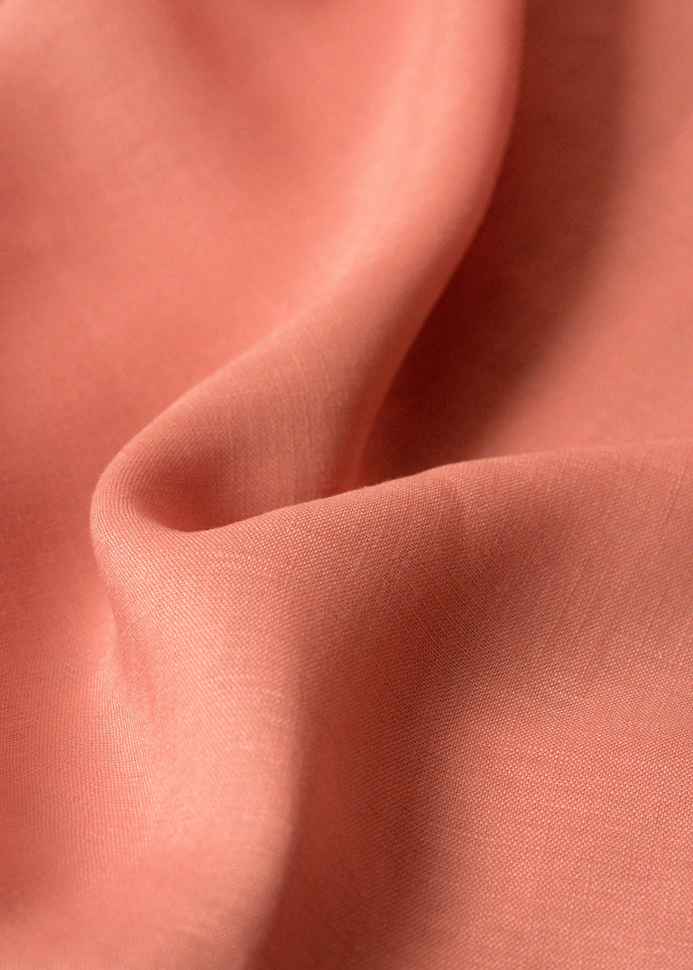 1 Yard Stone Washed Rouge Pure Linen Fabric Midweight 5.5 oz 56 Inch Solid Weave