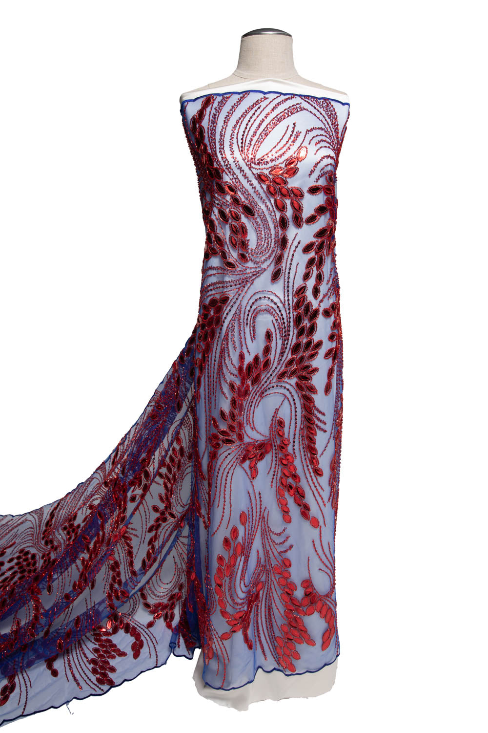 1 Yard Embroidered Tulle Lace Fabric with Sophisticated Pattern, 52" Wide