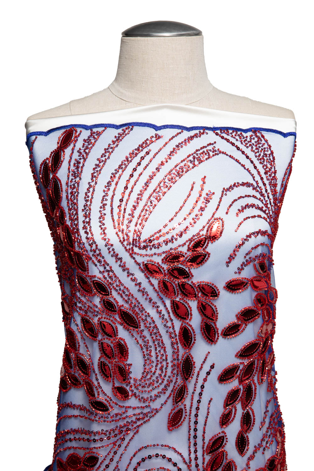 1 Yard Stylish Design Embroidered Tulle Lace Fabric with Sequins 52" Wide Designer Textile