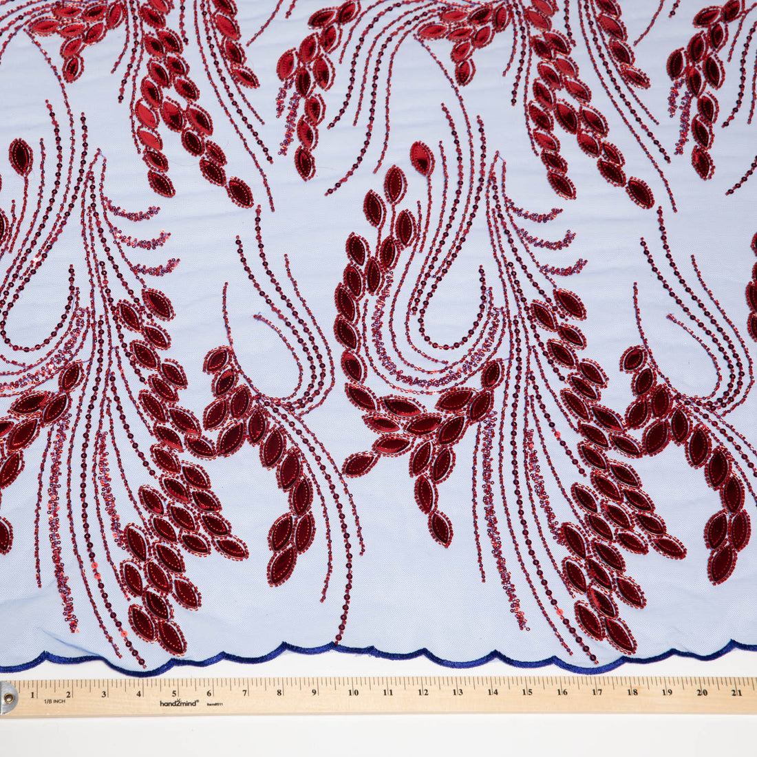 1 Yard Stylish Design Embroidered Tulle Lace Fabric with Sequins 52" Wide Designer Textile