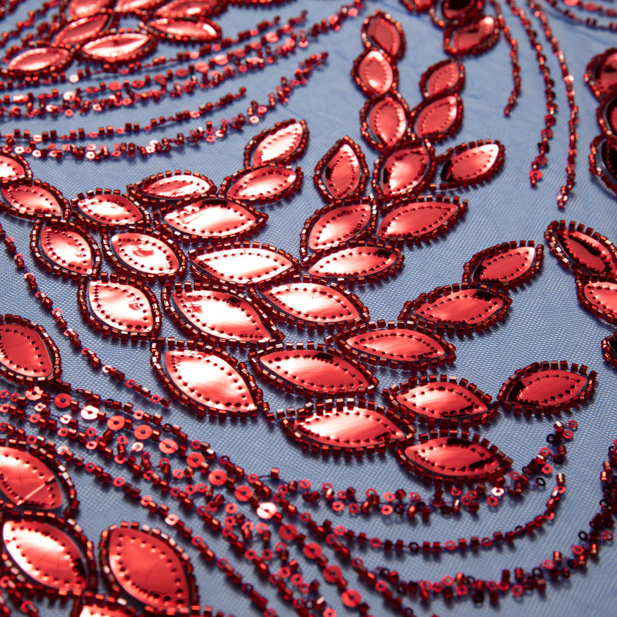 1 Yard Embroidered Tulle Lace Fabric with Sophisticated Pattern, 52" Wide