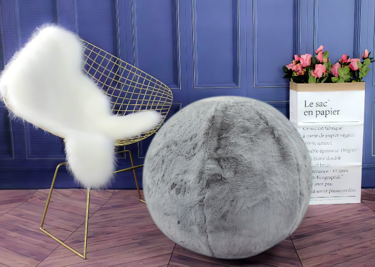 1 Count Luxury Faux Chinchilla Yoga Ball Exercise Chair with Washable Cover 75" width