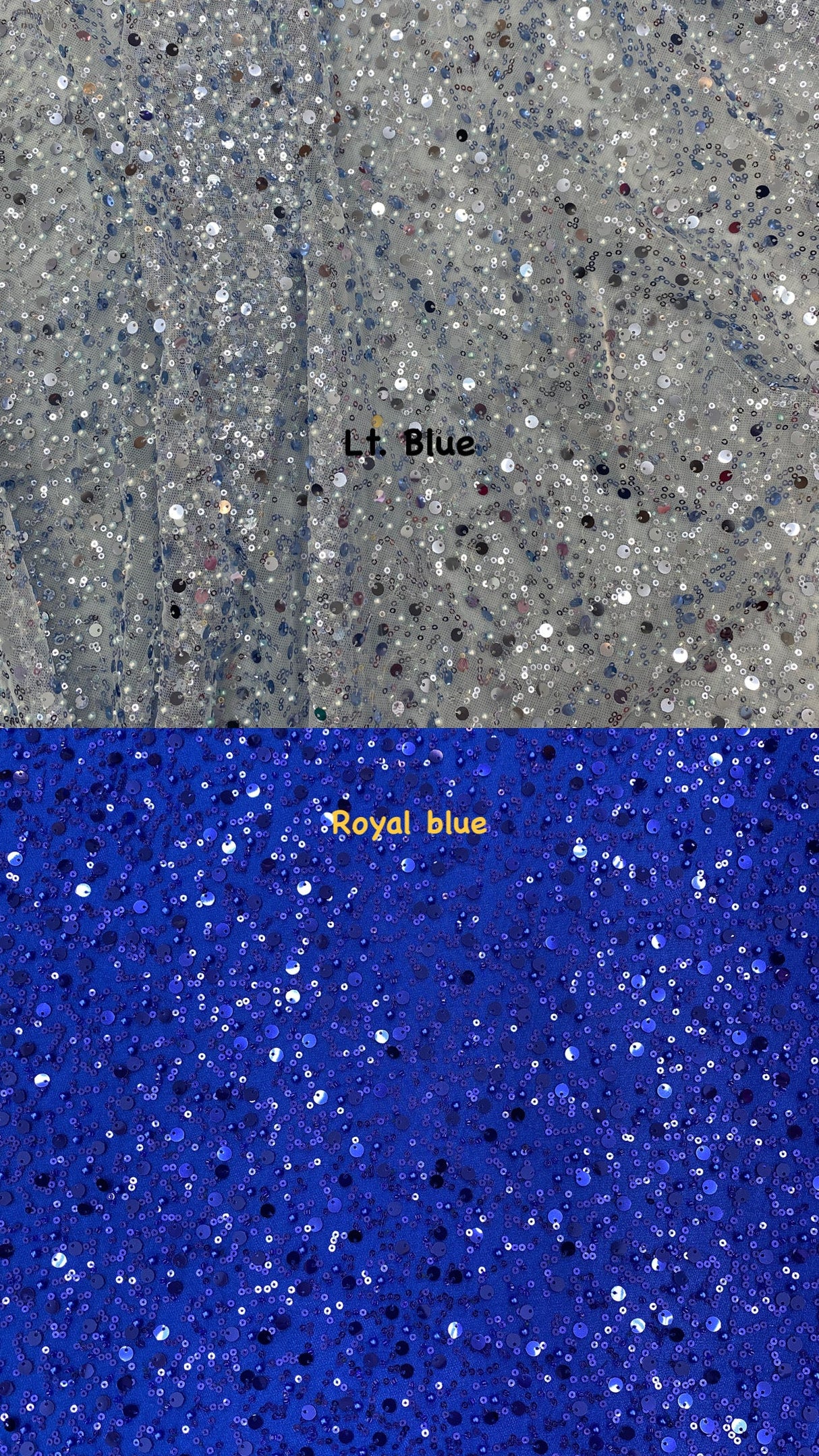 1 yard royal blue beaded mesh lace fabric with sequins for gowns dresses decor 54'' Width
