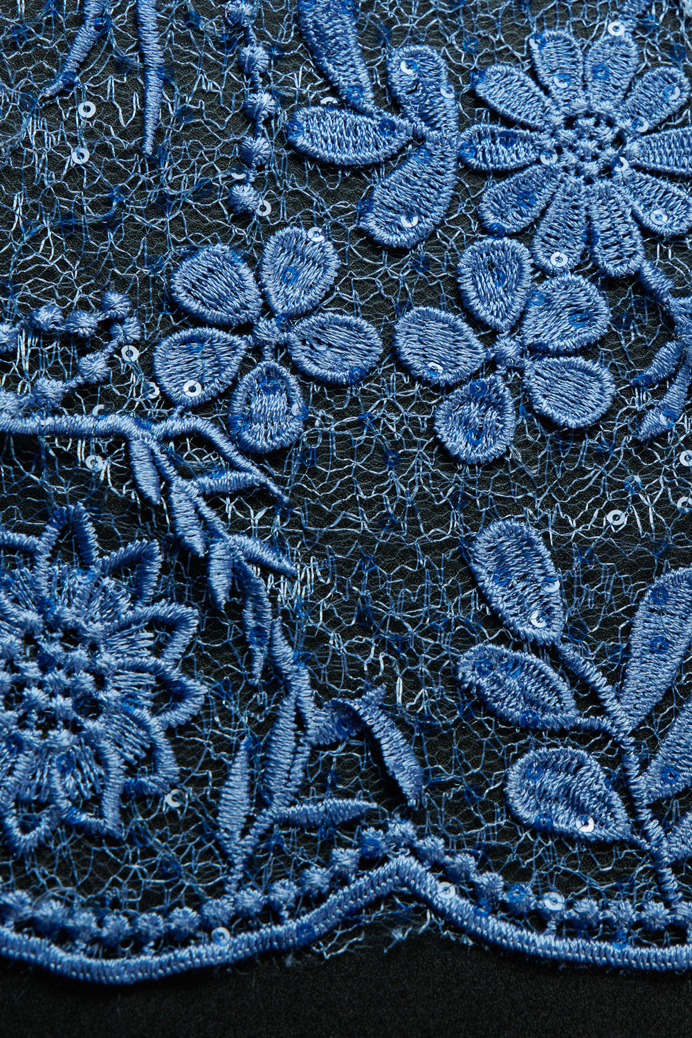 1 Yard Spider Mesh Lace Fabric with 3D Floral Embroidery, Applique & Sequins