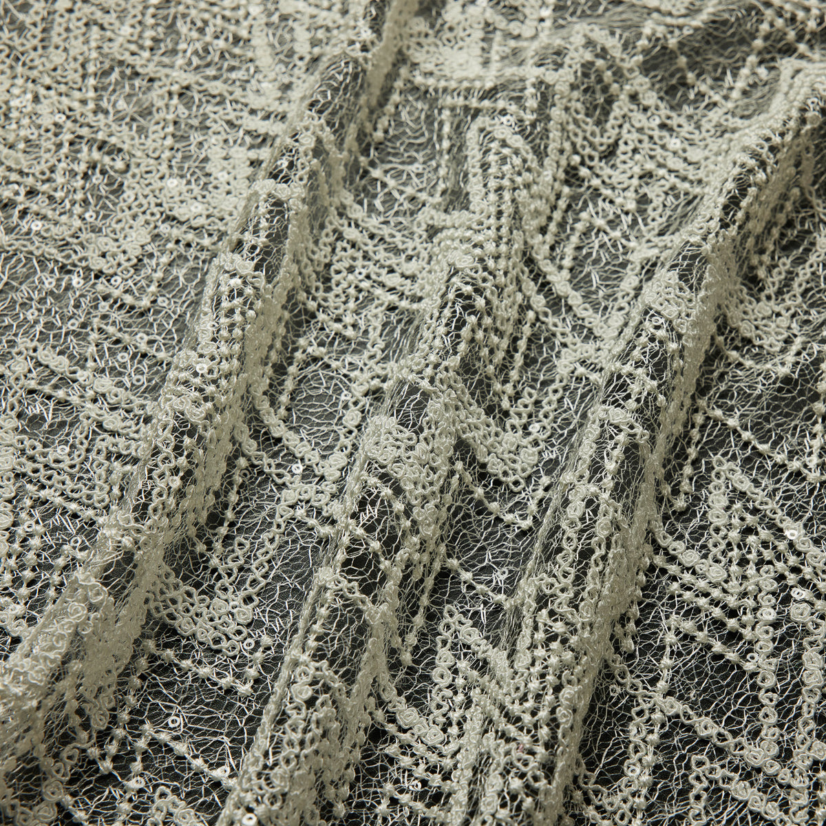 1 Yard Susumi Lace Tulle Fabric Embroidered Metallic Sequins Intricate Pattern 50/52" Wide