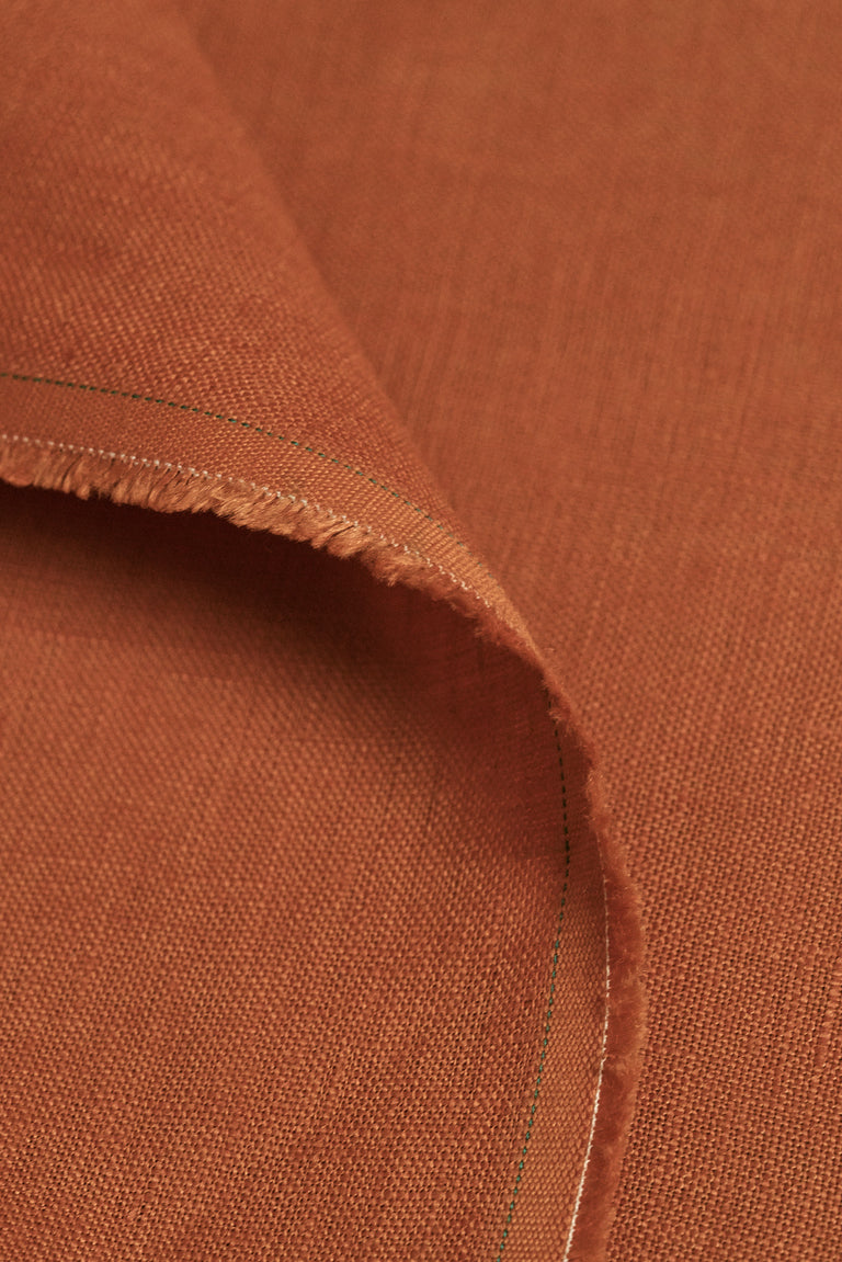 1 Yard Saffron Pure Linen Fabric 5.5 oz, Stone Washed Midweight 54 Inch Solid Weave