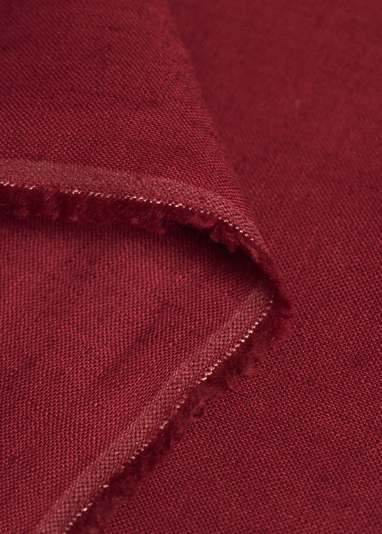 1 Yard Sangria Pure Linen Fabric, Midweight 5.5 oz Softened Solid Weave 52 Inch