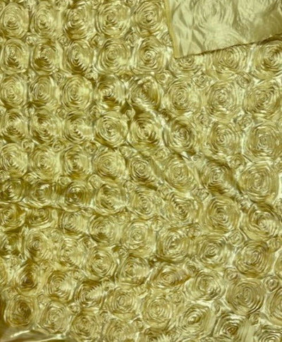 1 Yard Exquisite 3D Rose Design Satin Rosette Ribbon Fabric 54" Width