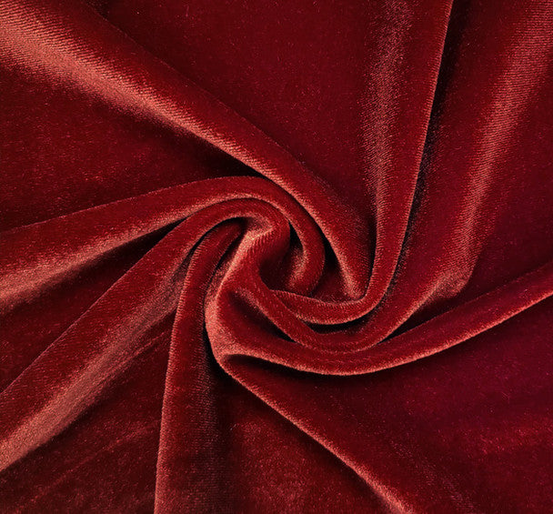 1 Yard Stretch Velvet Solid Scarlet Fabric Soft Medium Weight for Apparel 58/60 Inches Wide