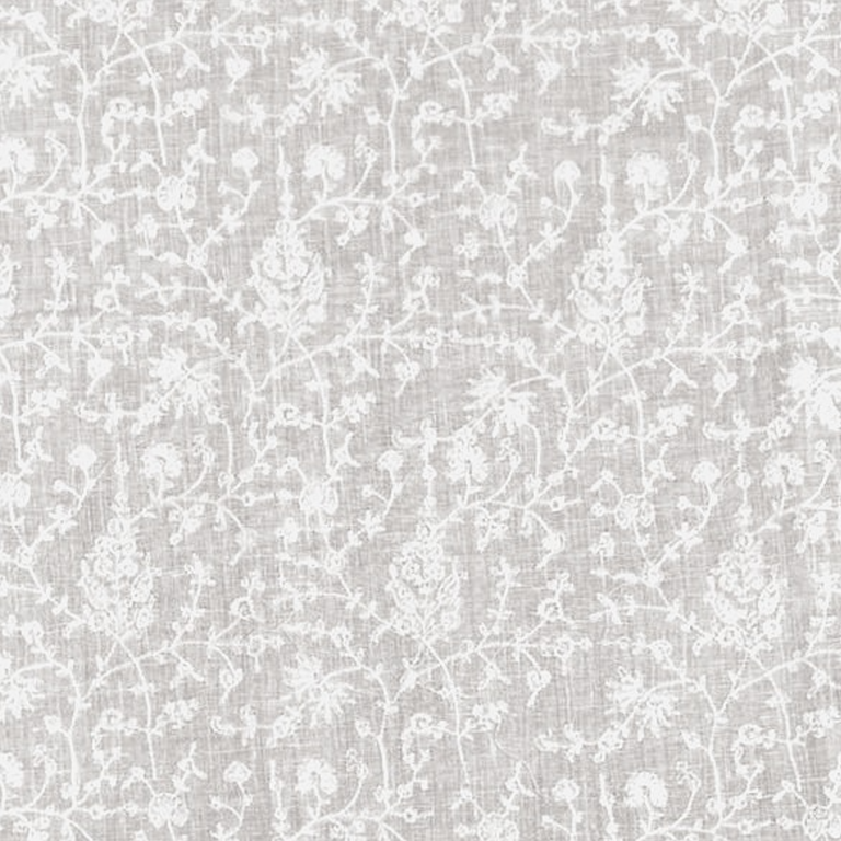 1 Yard White Dense Flower Embroidered Linen Elegant Craft Fabric 54" Width