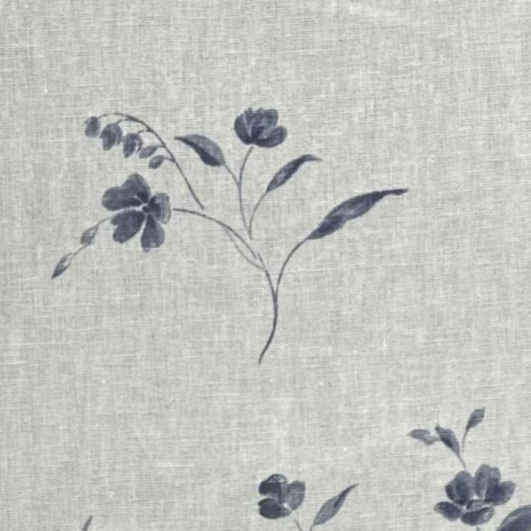 1 Yard Grey Vine Print Linen Rayon Blend Fabric Midweight Printed 53 Inch Width