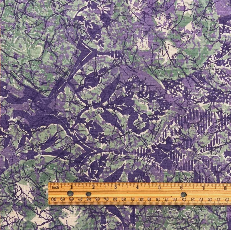 1 Yard Purplish Balls Linen Cotton Blend Print Fabric Midweight Printed 58 Inch Width