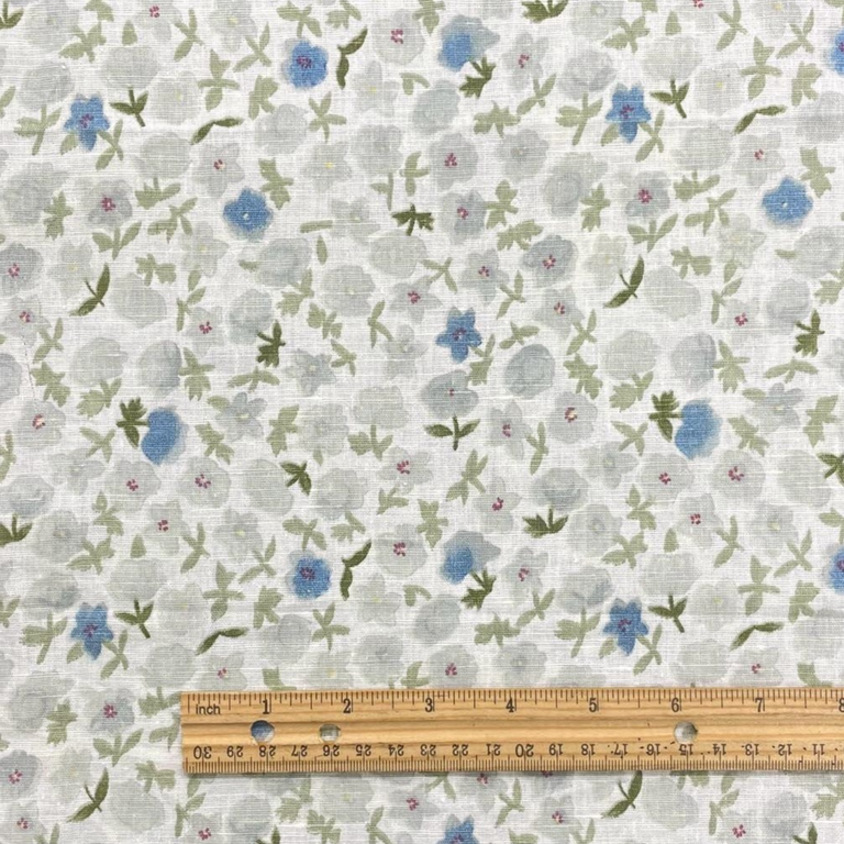 1 Yard Sweet Peas Linen Cotton Blend Floral Print Fabric Midweight Printed 58 Inch Width