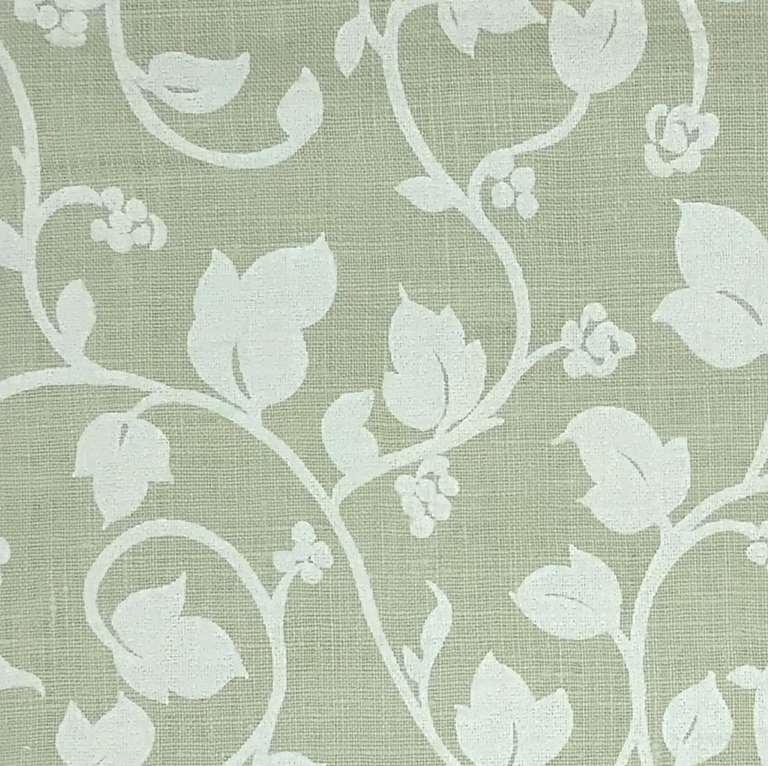 1 Yard Sage Pure Linen Vines Puff Print Fabric Midweight Printed 58 Inch Width