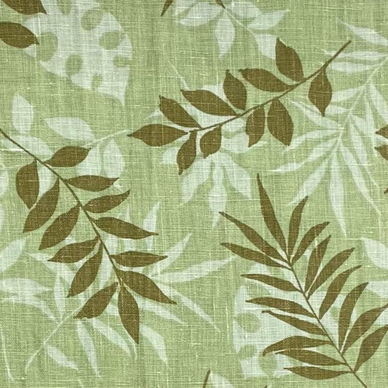1 Yard Hawaiian Leaves Green Printed Linen Tropical Craft Fabric 58" Width