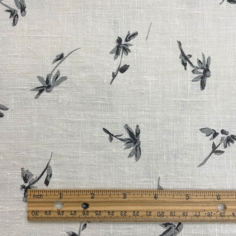 1 Yard Double Border Floral Printed Linen Decorative Home Decor Fabric 57" Width