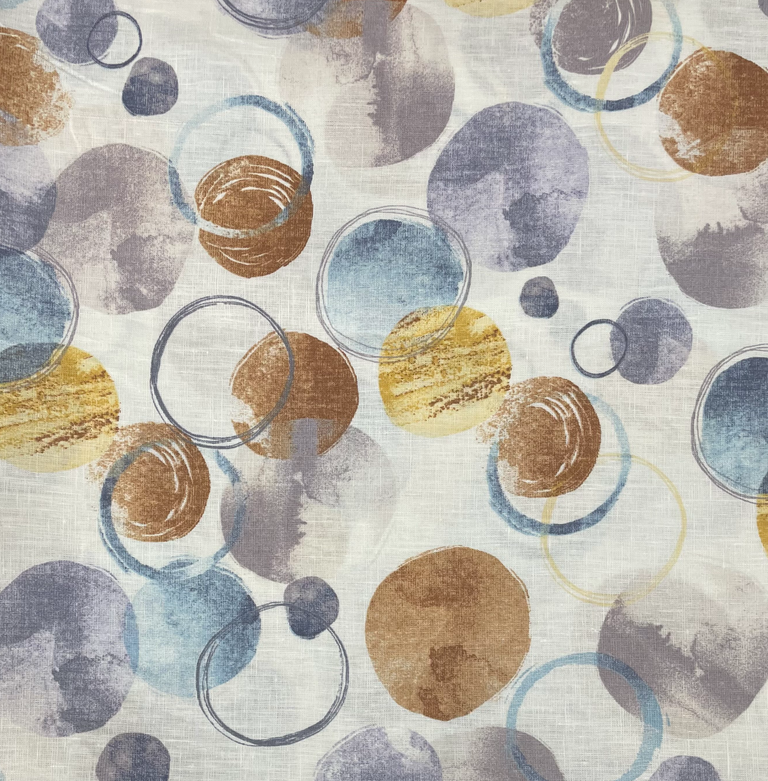 1 Yard Blue Spacian Printed Linen Unique Creative Craft Fabric 58" Width