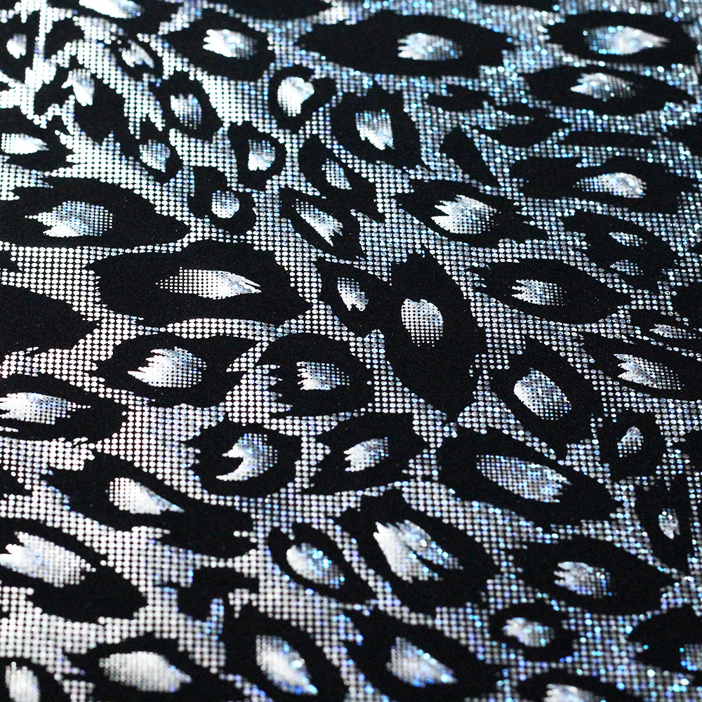 Krazy Kat Nylon Spandex Fabric - Silver Black, Fuchsia Black, Hologram Leopard Print, 58-60" Width (1 Yard)