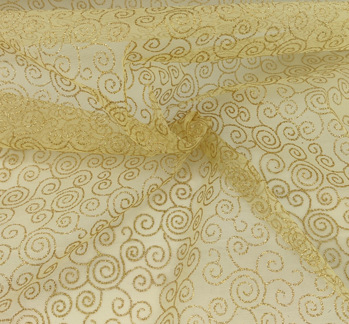 1 Yard Gold Swirl Tricot Tulle 58/60" Wide Nylon Fabric Ideal for Tutus