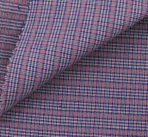 1 Yard Lilac or Blue Stretch Plaid Apparel Fabric 44/45" Wide, Medium Weight by the Yard