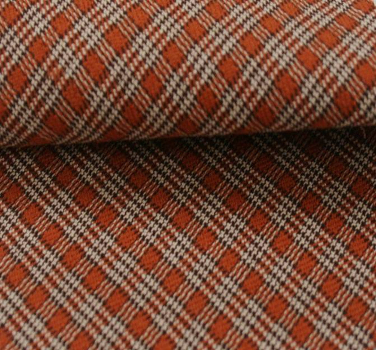 1 Yard Orange/Brown Stretch Plaid Fabric 44/45" Wide Medium Weight Apparel Material