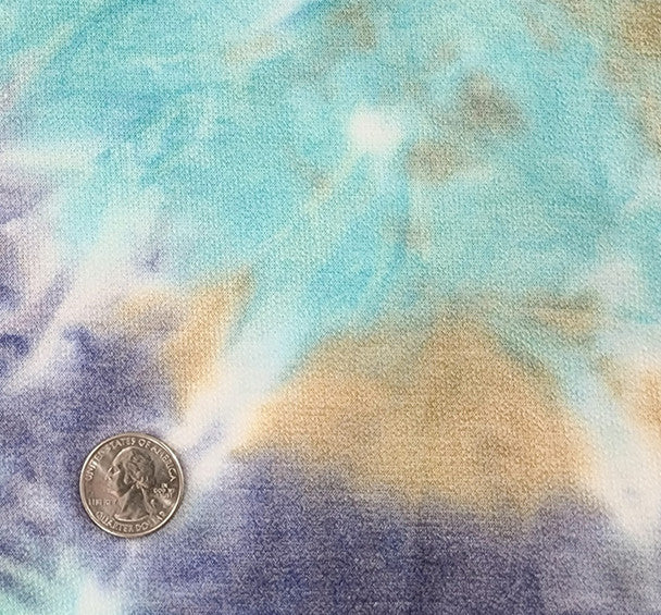 1 Yard Red Coral Indigo French Terry Knit Fabric Soft Stretch 58/60 Inches Wide