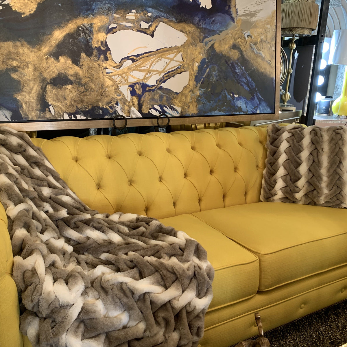 Braided Black White & Mocha Faux Fur Blanket Soft Cozy Throw & Coverlet 50x60 inches