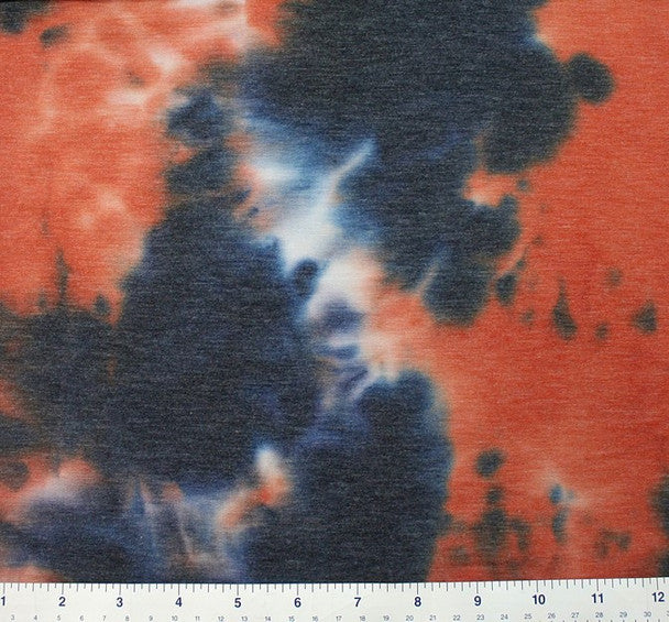 1 Yard Mint Melon Taupe Tie Dye French Terry Fabric Soft Stretch Knit 58/60 Inches Wide