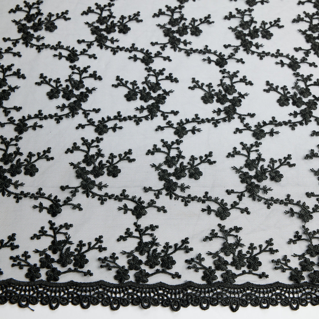 1 Yard Luxury 100% Polyester Tulle Lace with Chemical Scallop and Detailed Embroidery 50/52" Wide
