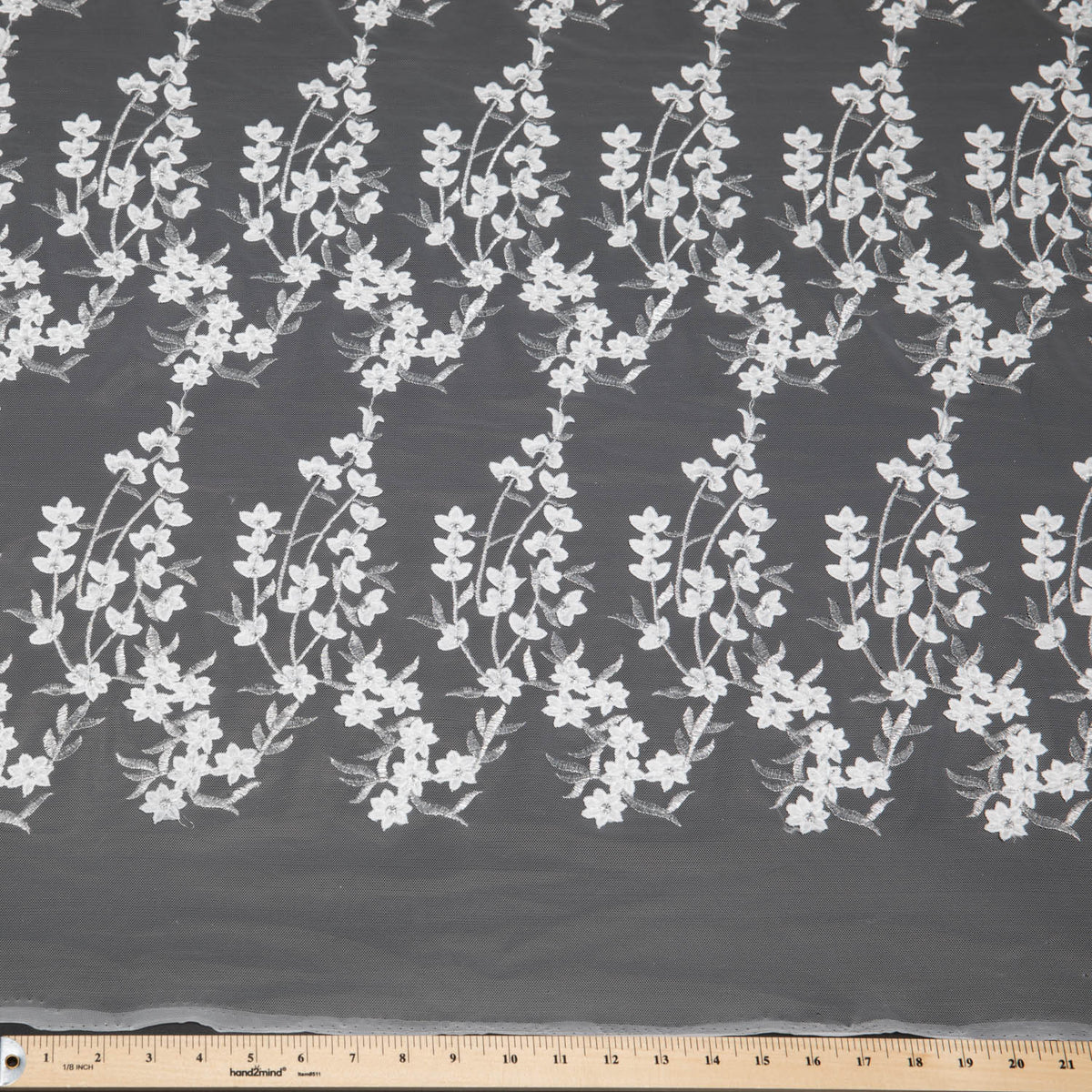 1 Yard Tulle Lace Fabric Embroidered Applique Intricate 3D Pattern Metallic 52/54" Wide